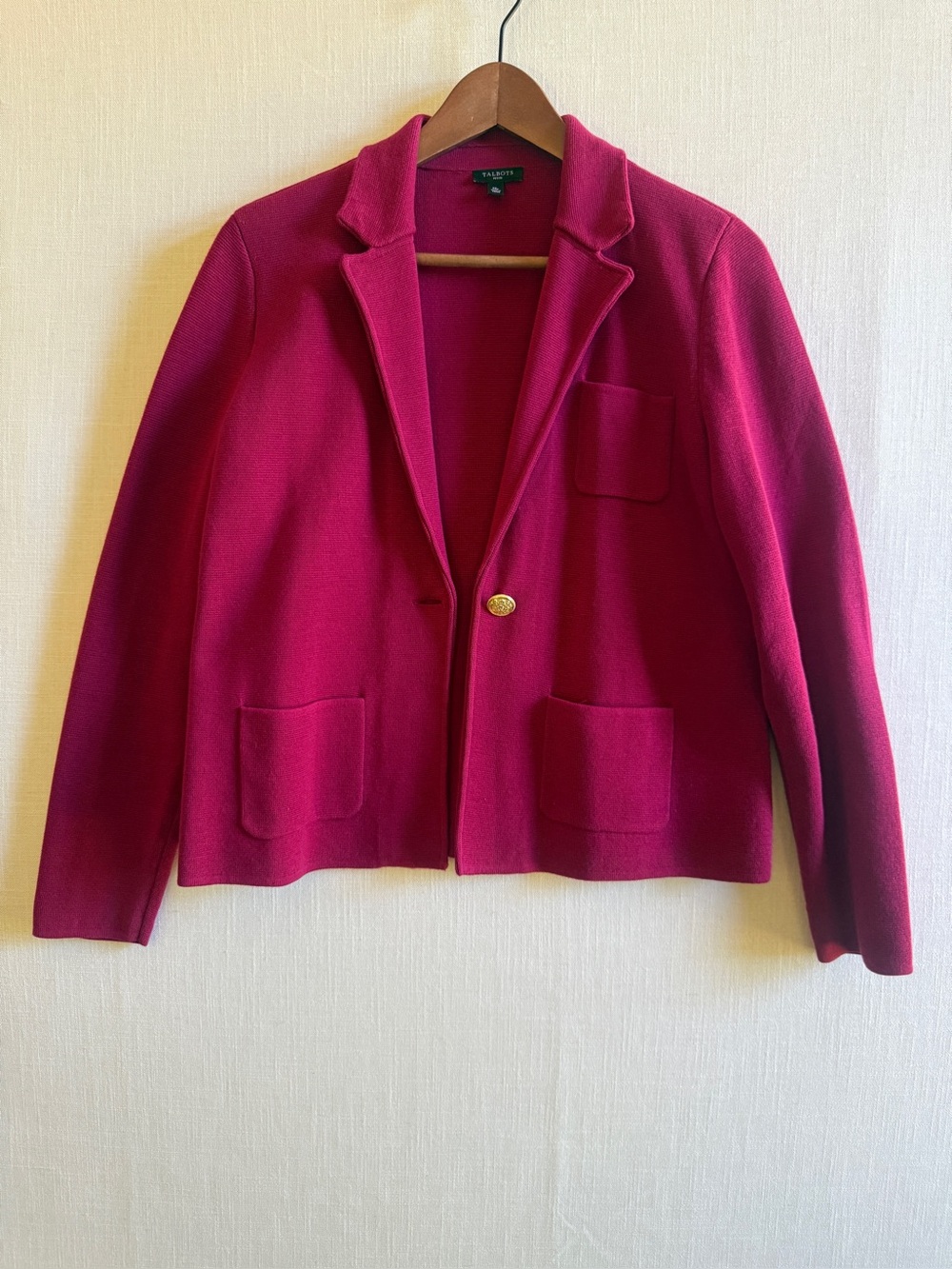 Talbots Berry Gold Button Knit Blazer Jacket MP Like New